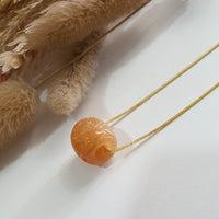 Good Translucency Icy Brilliant Orange Jadeite Carved "Ruyi & Coin" Barrel Pendant (JAB007548) 7