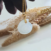 Good Translucency Icy White Jadeite "Wealth Conch Shell" Pendant (JAB007719) 7