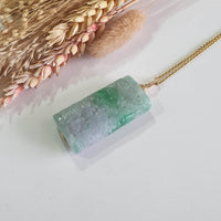 Translucent Icy Brilliant Green with Lavender Jadeite "Prosperity Fishes and Lotus" Pendant (JAB007727) 6