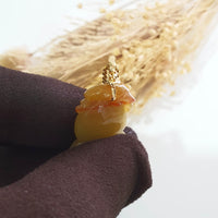 Translucent Orangey Yellow Jadeite "Blessing of Prosperity" Pendant (JAB007809) 4
