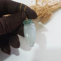 Highly Translucent Icy Green Jadeite "Ruyi of Prosperity" Pendant (JAB007811) 5