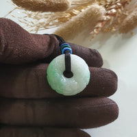 Translucent Icy Apple Green with White Jadeite "Ruyi & Flower" Pendant (JAB007822) 2