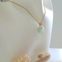 Good Translucent Icy Bright Green Jadeite Donut "Cherry Blossom" Pendant (JAB007878) 8