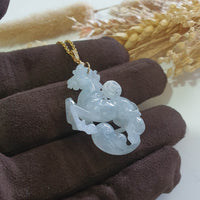 Good Translucency Icy Lavender Jadeite "Propserity Galloping Horse" Pendant (JAB007919) 2