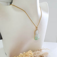 [Rare] Good Translucency Icy Apple Green Jadeite "Goddess of Mercy" Pendant (JAB007938) 10