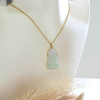 Good Translucent Icy with Green Jadeite "Goddess of Mercy" Pendant (JAB007951) 9