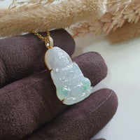 Good Translucent Icy with Green Jadeite "Goddess of Mercy" Pendant (JAB007951) 2
