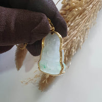 Good Translucent Icy with Green Jadeite "Goddess of Mercy" Pendant (JAB007951) 4