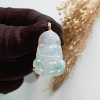 Good Translucent Icy with Green Jadeite "Goddess of Mercy" Pendant (JAB007951) 6