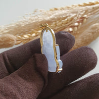 [Rare] Good Translucency Icy Lavender Jadeite "Goddess of Mercy" Pendant (JAB007960) 4