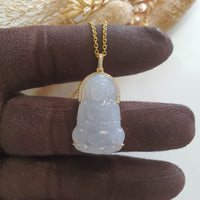 [Rare] Good Translucency Icy Lavender Jadeite "Goddess of Mercy" Pendant (JAB007960) 2