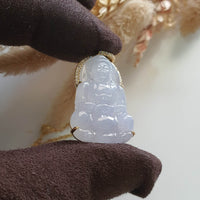 [Rare] Good Translucency Icy Lavender Jadeite "Goddess of Mercy" Pendant (JAB007960) 7