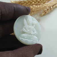 Translucent Icy Light Green Jadeite " Manjushri " Pendant (JAB008115) 5