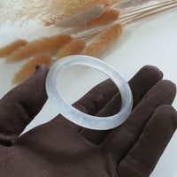 [Rare] Highly Translucent Icy Jadeite Oval Shape Bangle (JAC001938) 4