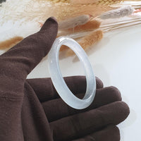 [Rare] Highly Translucent Icy Jadeite Oval Shape Bangle (JAC001938) 5