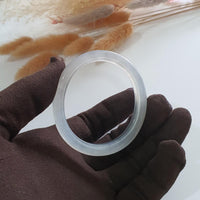 [Rare] Highly Translucent Icy Jadeite Oval Shape Bangle (JAC001938) 6