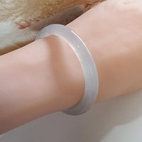 [Rare] Highly Translucent Icy Jadeite Oval Shape Bangle (JAC001938) 7
