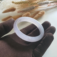 [Rare] Good translucency Icy Lavender Jadeite Oval Shape Bangle (JAC002254) 7