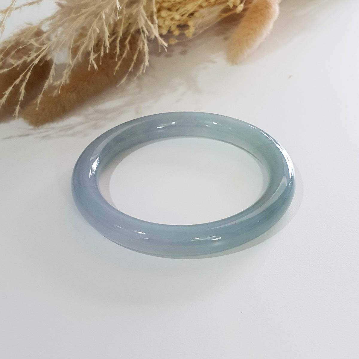 Translucent Icy Bluish Lavender and Green Jadeite Princess Round Bangle (JAC002377) 1