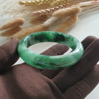 Translucent Brilliant Forest Flower Green “Scenery” Jadeite Bangle (JAC002429) 6