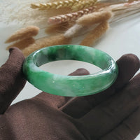 Translucent Brilliant Forest Flower Green “Scenery” Jadeite Bangle (JAC002429) 2