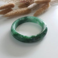 Translucent Brilliant Forest Flower Green “Scenery” Jadeite Bangle (JAC002429) 8