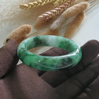Translucent Brilliant Forest Flower Green “Scenery” Jadeite Bangle (JAC002430) 4