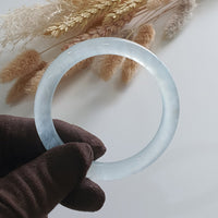 [Rare] Highly Translucent Icy Jadeite Princess Round Bangle (JAC002538) 7