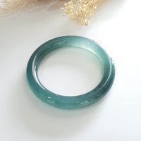 [Rare] Highly Translucent Icy Bluish Chameleon Jadeite Princess Round Bangle (JAC002558) 6