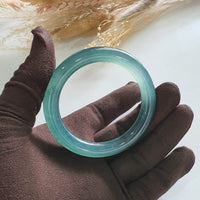 [Rare] Highly Translucent Icy Bluish Chameleon Jadeite Princess Round Bangle (JAC002558) 1