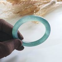 [Rare] Highly Translucent Icy Bluish Chameleon Jadeite Princess Round Bangle (JAC002558) 4