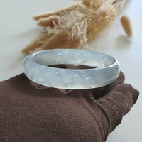 [Rare] Highly Translucent Icy with Light Green Jadeite Bangle (JAC002595) 2