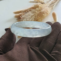 [Rare] Highly Translucent Icy with Light Green Jadeite Bangle (JAC002595) 3