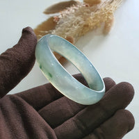 [Rare] Highly Translucent Icy with Light Green Jadeite Bangle (JAC002637) 7