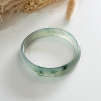 [Rare] Highly Translucent Icy Green with Green Jadeite Bangle (JAC002639) 1