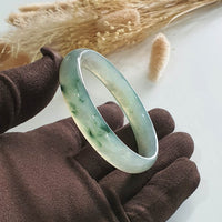 [Rare] Highly Translucent Icy Green with Green Jadeite Bangle (JAC002639) 7