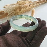 [Rare] Highly Translucent Icy Green with Green Jadeite Bangle (JAC002639) 5