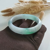 Good Translucency Icy with Icy Green Jadeite “Green Snow” Bangle (JAC002662) 2