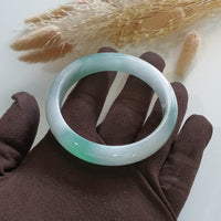 Good Translucency Icy with Icy Green Jadeite “Green Snow” Bangle (JAC002662) 7