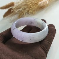 Good Translucency Icy Lavender with Black Jadeite Bangle (JAC002706) 6