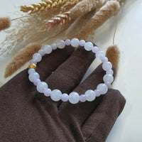 Translucent Icy and Sweet Lavender Jadeite Golden Coin Ball Bracelet (JAC002770) 4