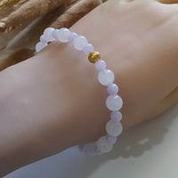 Translucent Icy and Sweet Lavender Jadeite Golden Coin Ball Bracelet (JAC002770) 6