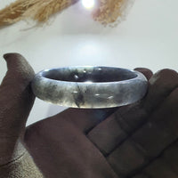 Translucent Icy Black Jadeite Bangle (JAC002882) 2