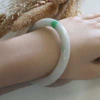 Translucent “Green Moss on Snow” Jadeite Princess Round Bangle (JAC002891) 6