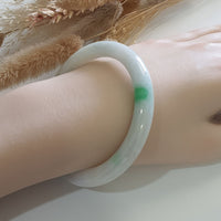 Translucent “Green Moss on Snow” Jadeite Princess Round Bangle (JAC002891) 7