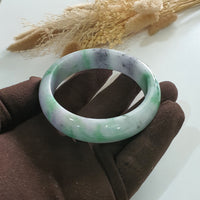 Translucent Apple Green and Lavender Jadeite Bangle (JAC002915) 4