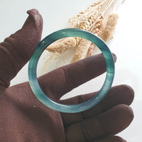 [Rare] Highly Translucent Icy Bluish Jadeite “Chameleon” Bangle (JAC002952) 6