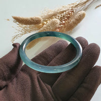 [Rare] Highly Translucent Icy Bluish Jadeite “Chameleon” Bangle (JAC002952) 4