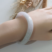 Translucent Light Green and Pinkish Lavender Jadeite “Art-De-Squarera” Bangle (JAC003022) 8