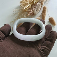 Translucent Light Green and Pinkish Lavender Jadeite “Art-De-Squarera” Bangle (JAC003022) 3